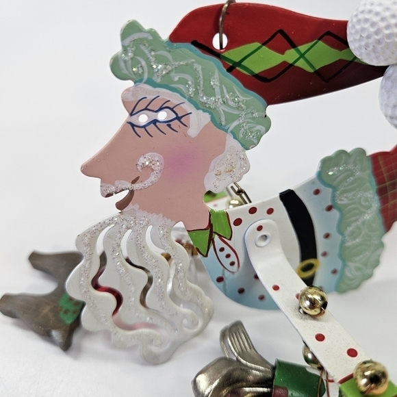 VINTAGE Karen Rossi Fanciful Flights Santa Golfer Silvestri Beaded Ornament Golf - Picture 6 of 7